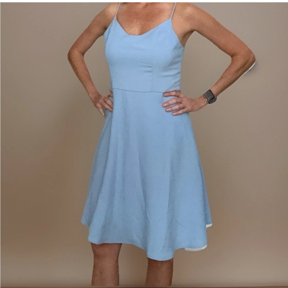 Everly Women's Light Blue Fit & Flare Strappy Dress Size Large